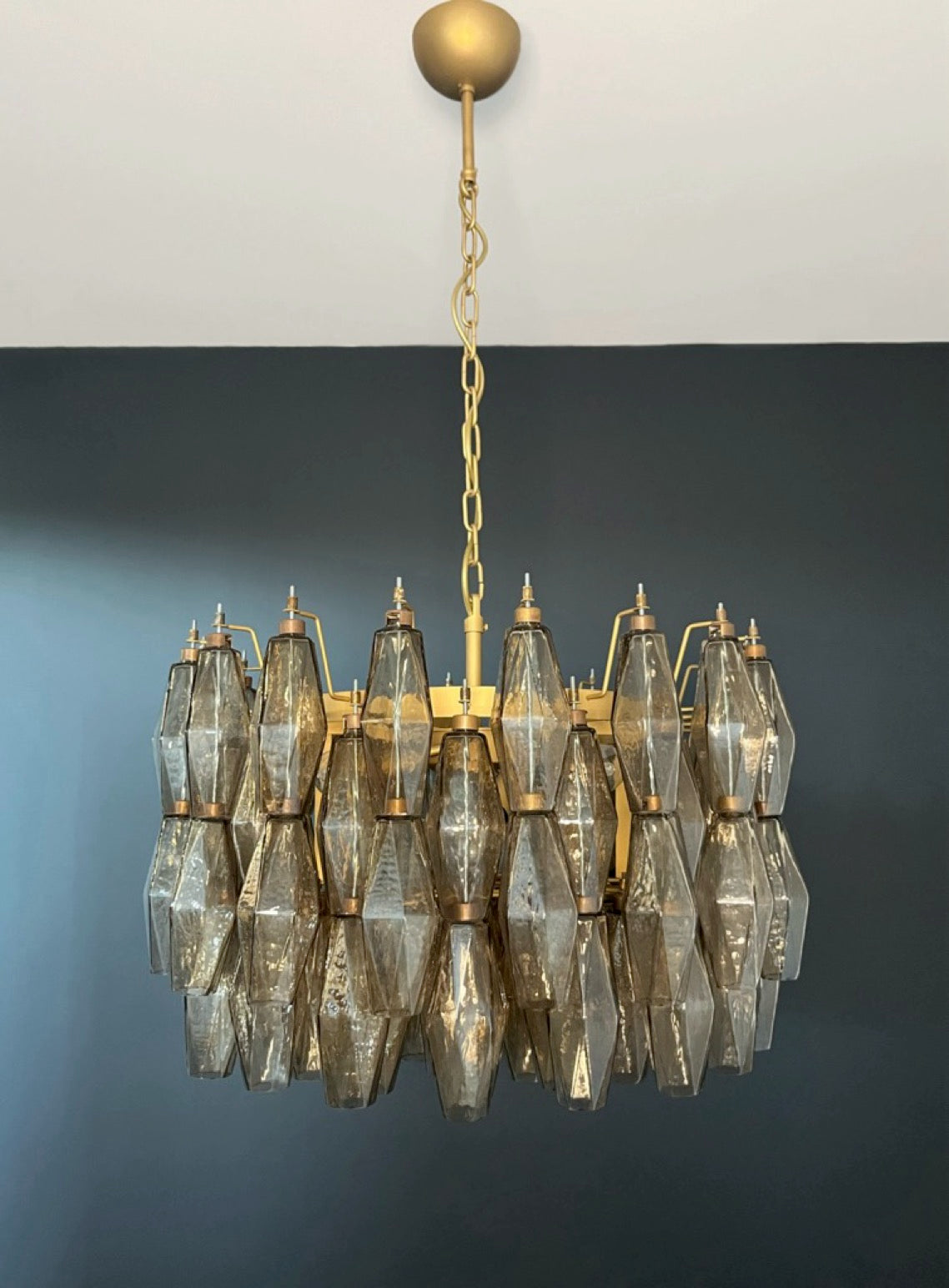 Amazing Murano glass Candelier – 107  smoked poliedri