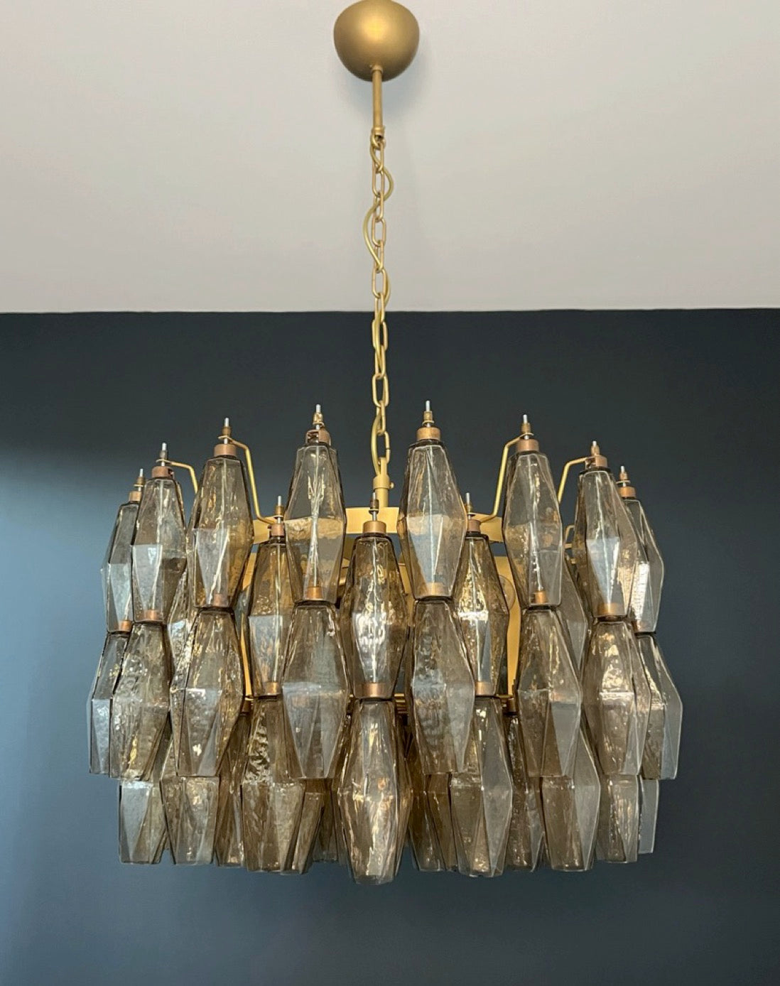 Amazing Murano glass Candelier – 107  smoked poliedri