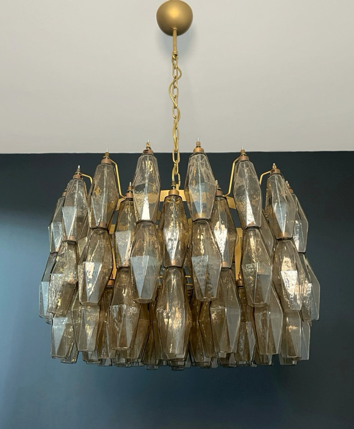 Amazing Murano glass Candelier – 107  smoked poliedri
