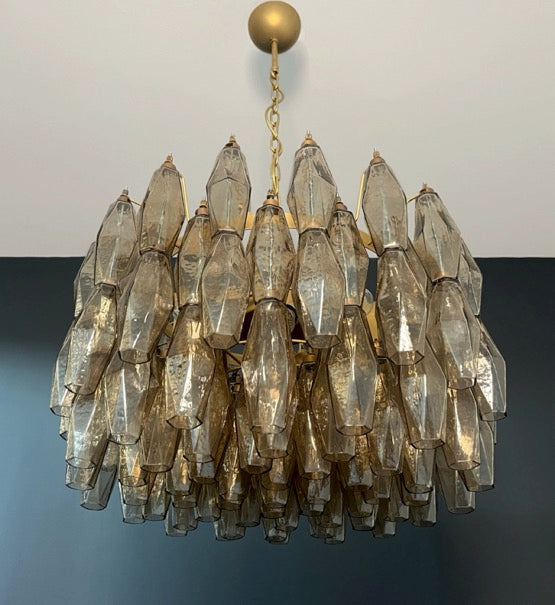 Amazing Murano glass Candelier – 107  smoked poliedri