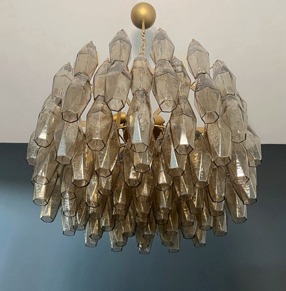 Amazing Murano glass Candelier – 107  smoked poliedri