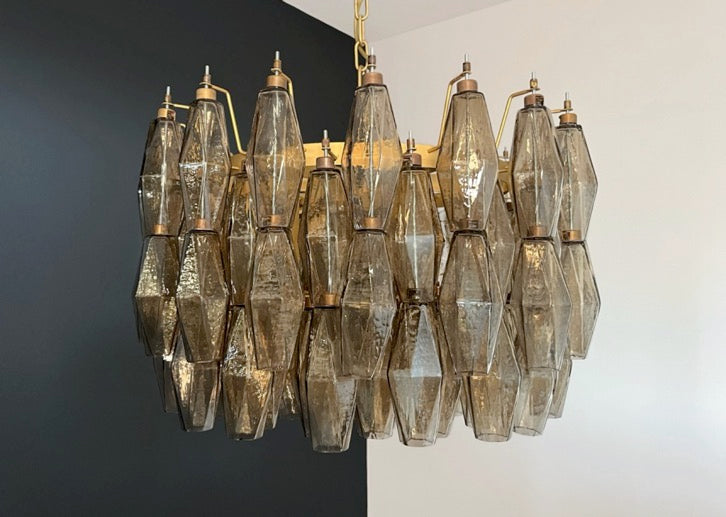 Amazing Murano glass Candelier – 107  smoked poliedri
