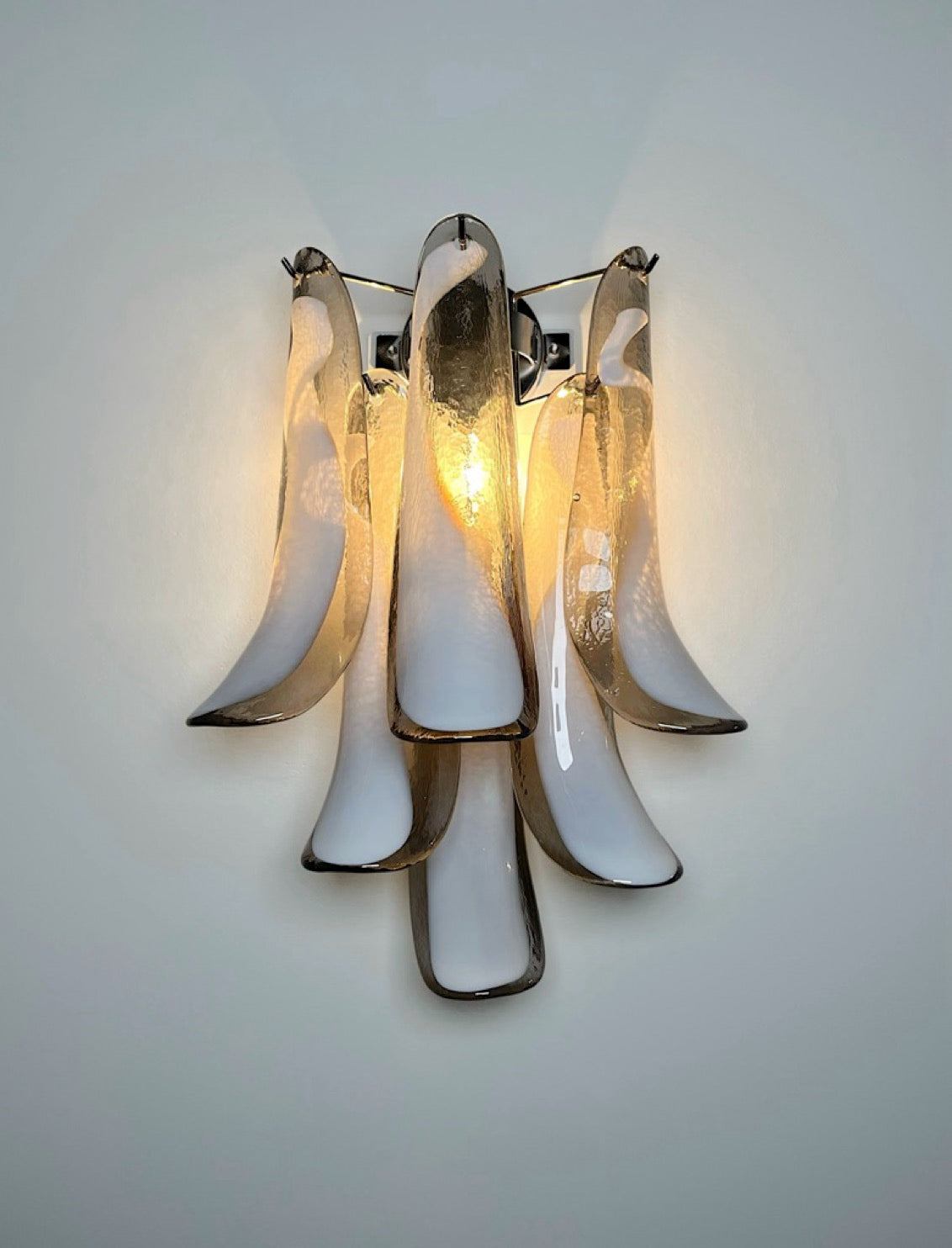 Pair of Vintage Italian Murano wall lights  – smoked glass petals