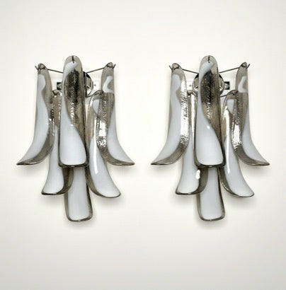 Pair of Vintage Italian Murano wall lights  – smoked glass petals