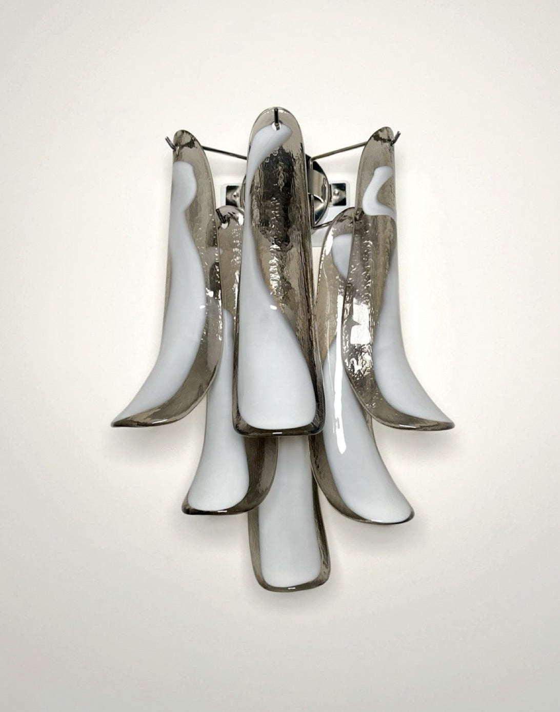 Pair of Vintage Italian Murano wall lights  – smoked glass petals