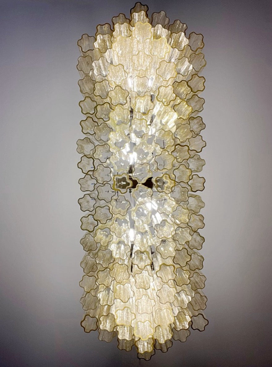 Elegant Murano tube Chandelier – 114 clear amber glasses
