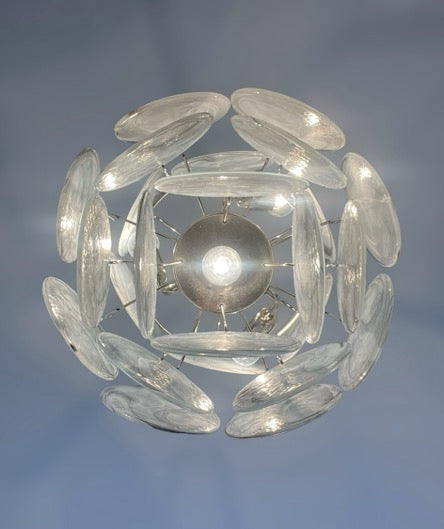 Vintage Italian Murano chandelier – 24 alabaster dove color disks