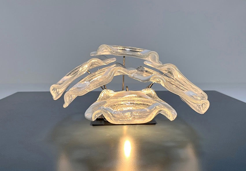 Murano Vegglampe | 6 Hvite Crostoliglass | 1 par