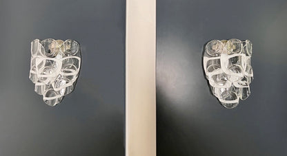 Murano Vegglampe | 6 Hvite Crostoliglass | 1 par