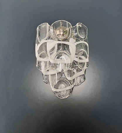 Murano Vegglampe | 6 Hvite Crostoliglass | 1 par