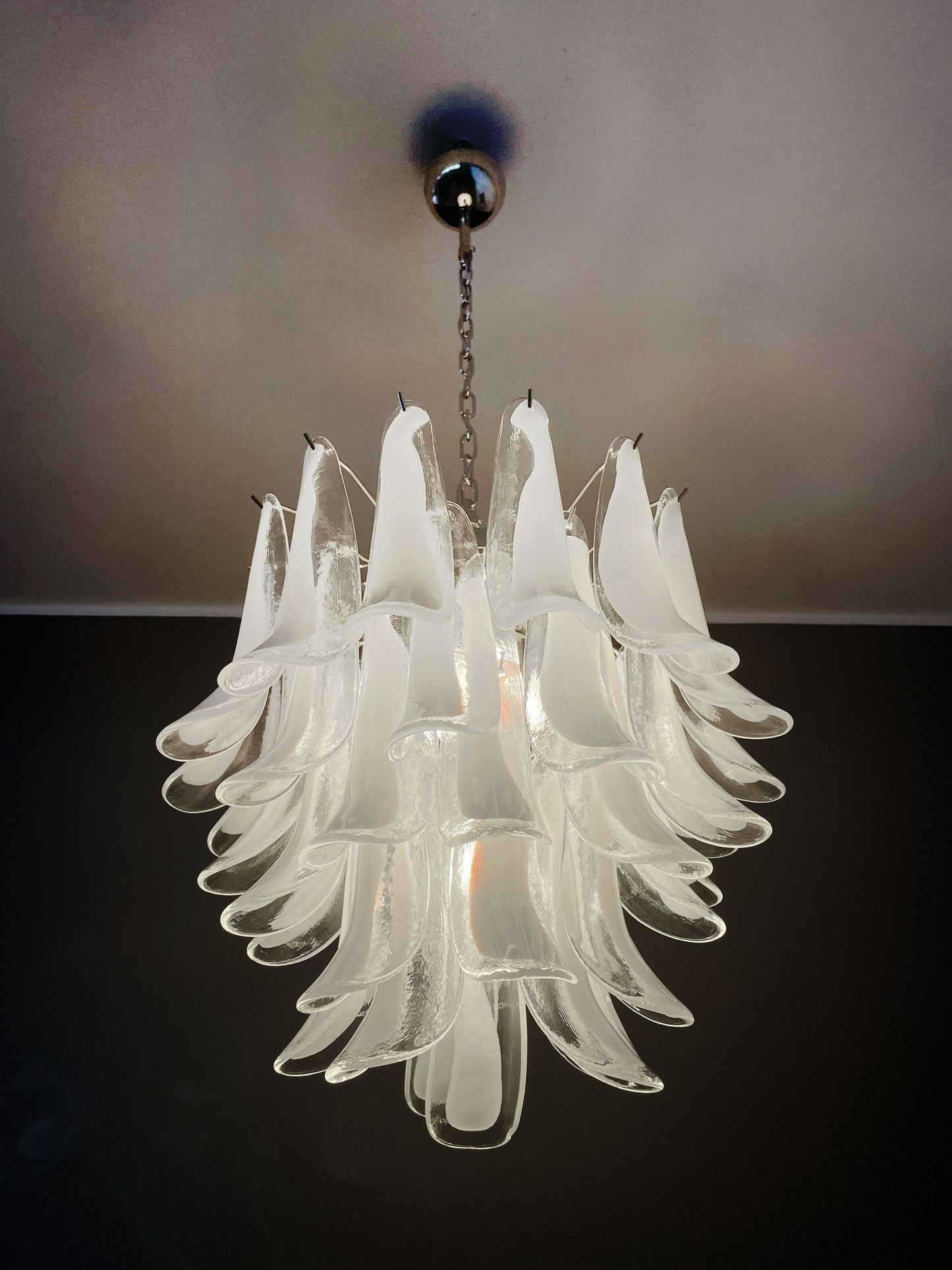 Murano Chandelier | 41 Clear cone leaf glasses