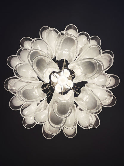 Murano Chandelier | 41 Clear cone leaf glasses