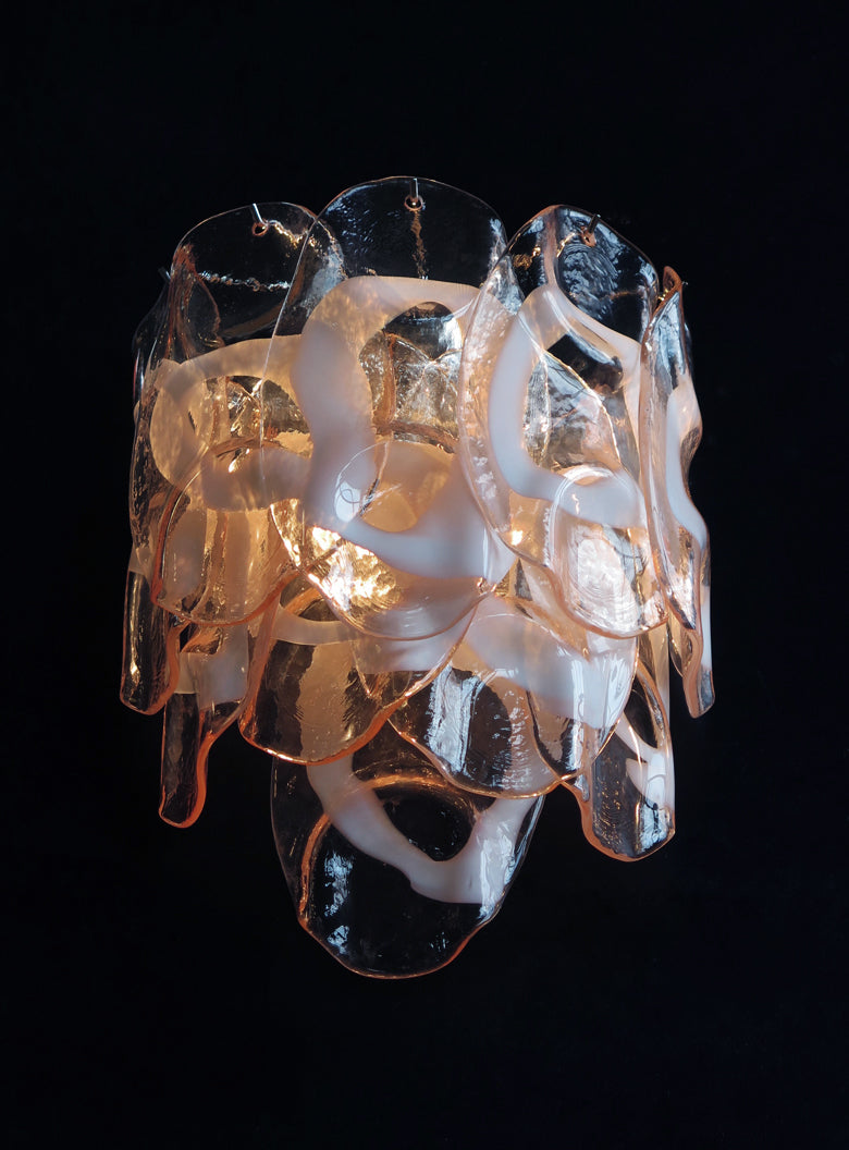 Murano Vegglampe | 10 Rosa Crostoliglass | 1 par
