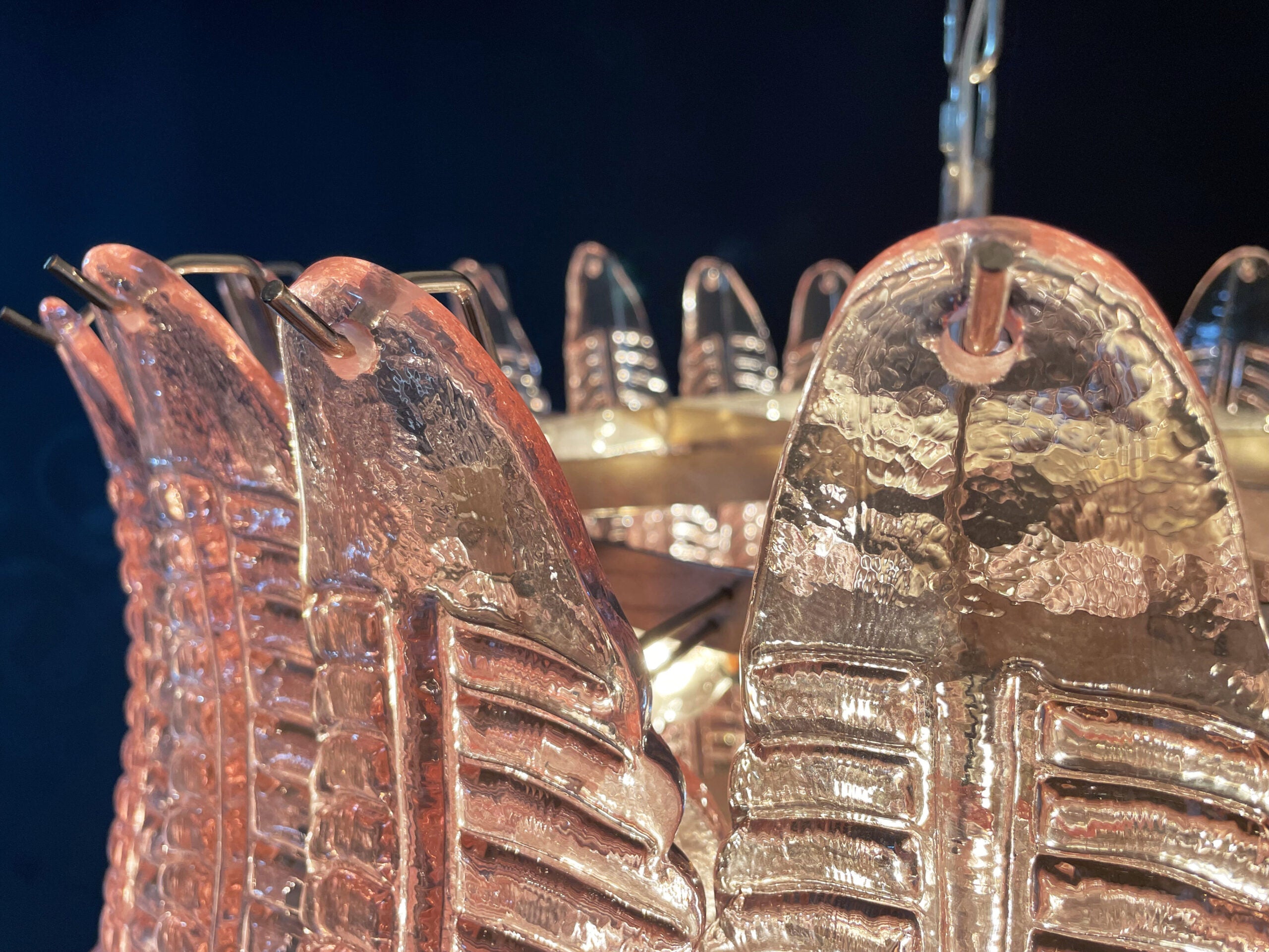 Murano Chandelier – 75 Pink Felci Glass – detail 3 – Murano Classics