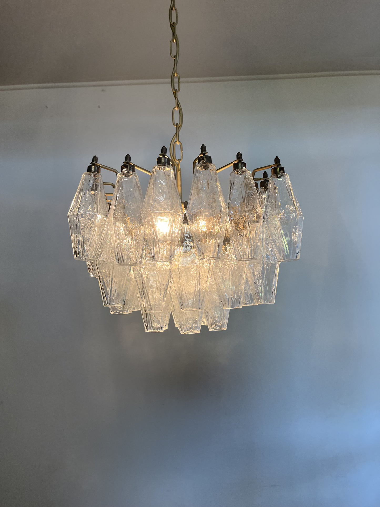 Murano Chandelier | 56 Clear Polyhedral glass