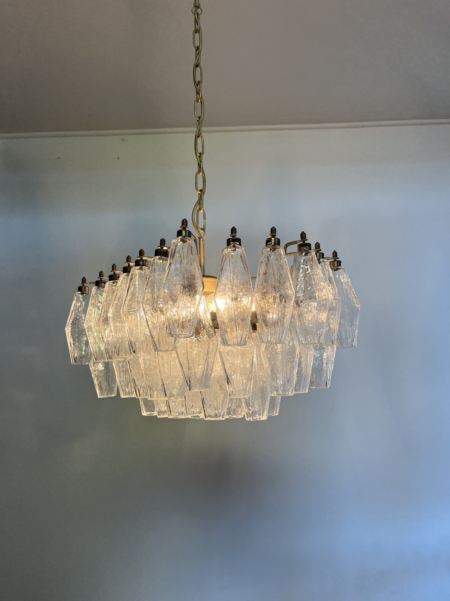 Murano Chandelier | 56 Clear Polyhedral glass