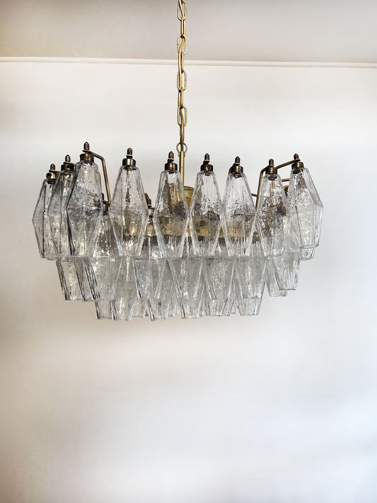 Murano Chandelier | 56 Clear Polyhedral glass