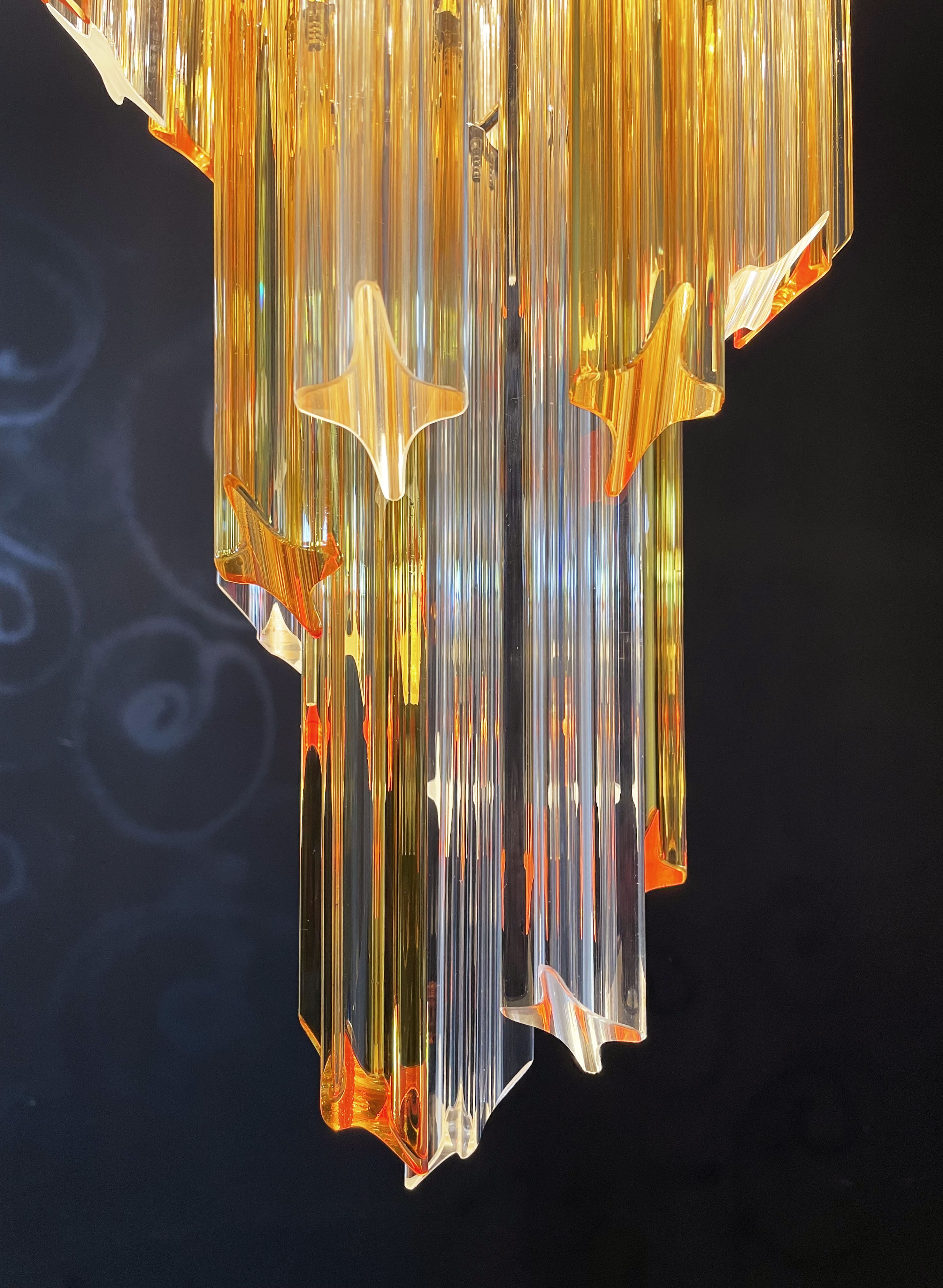 Murano Kronleuchter – 54 Klare und Gelbe Prismengläser – Detail 6 – Murano Classics