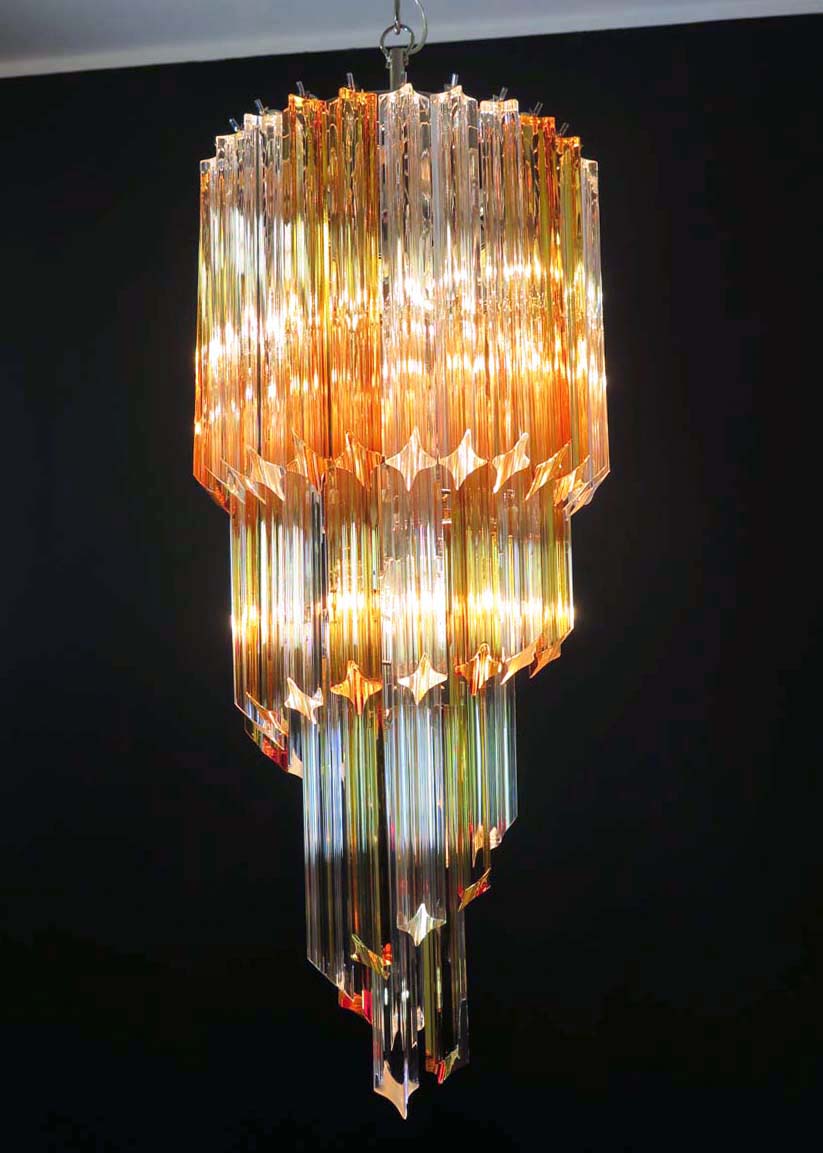 Murano Kronleuchter – 54 Klare und Gelbe Prismengläser – Detail 11 – Murano Classics