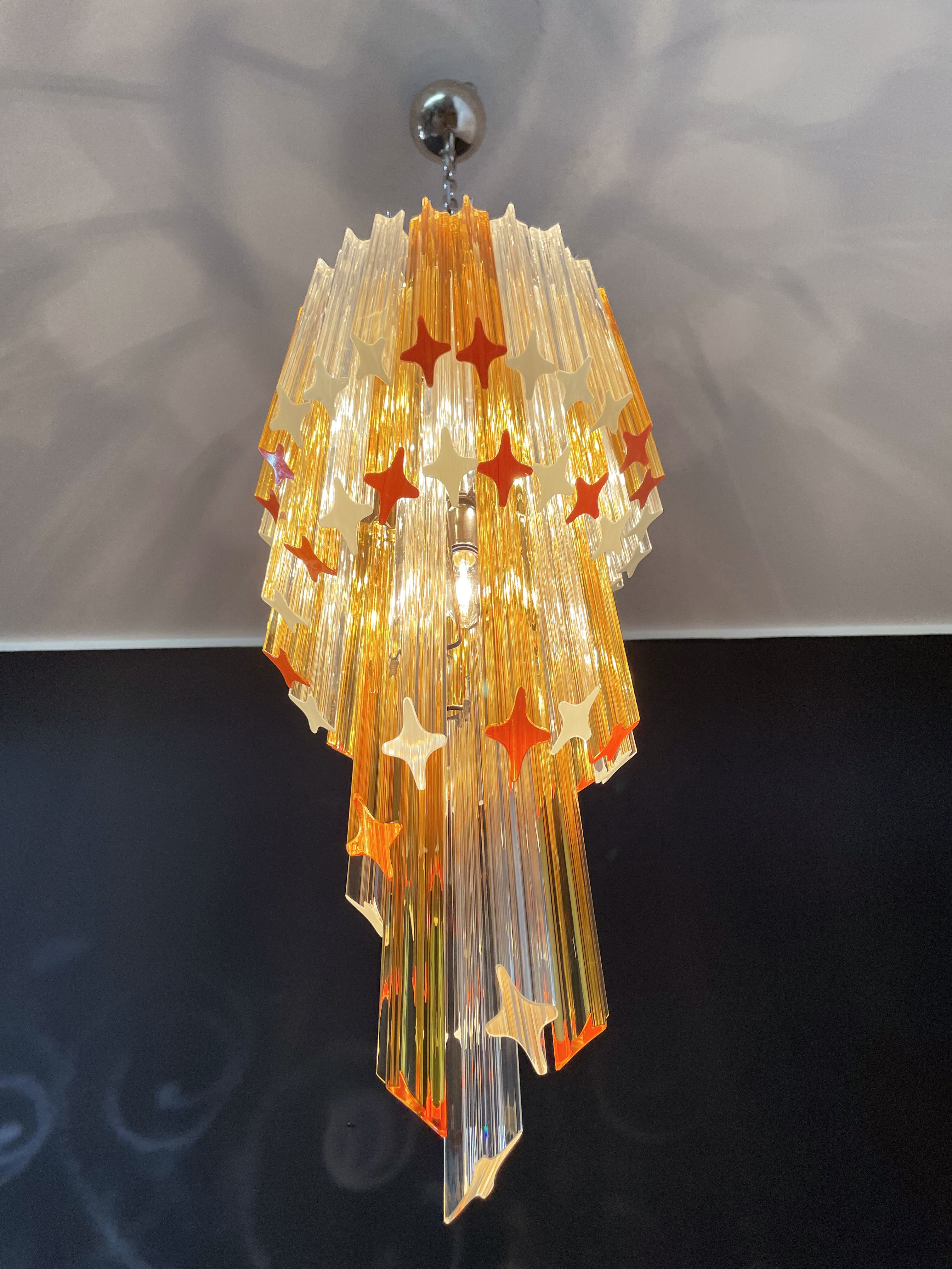 Murano Kronleuchter – 54 Klare und Gelbe Prismengläser – Detail 7 – Murano Classics