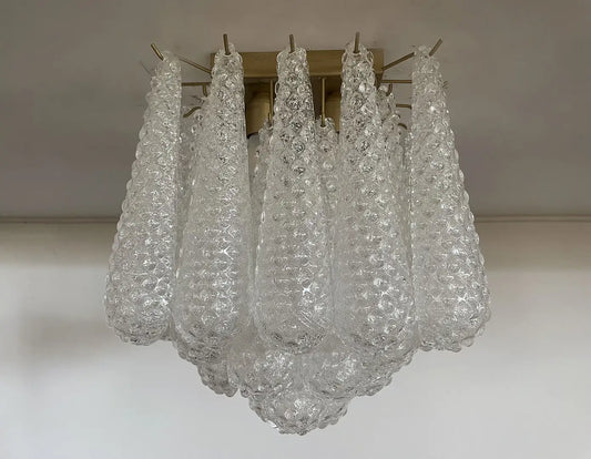 Lampe Murano au plafond | 32 Gouttes en verre clair