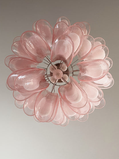 Murano Chandelier | 41 Pink cone leaf glass