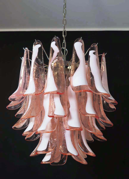 Murano Chandelier | 41 Pink cone leaf glass