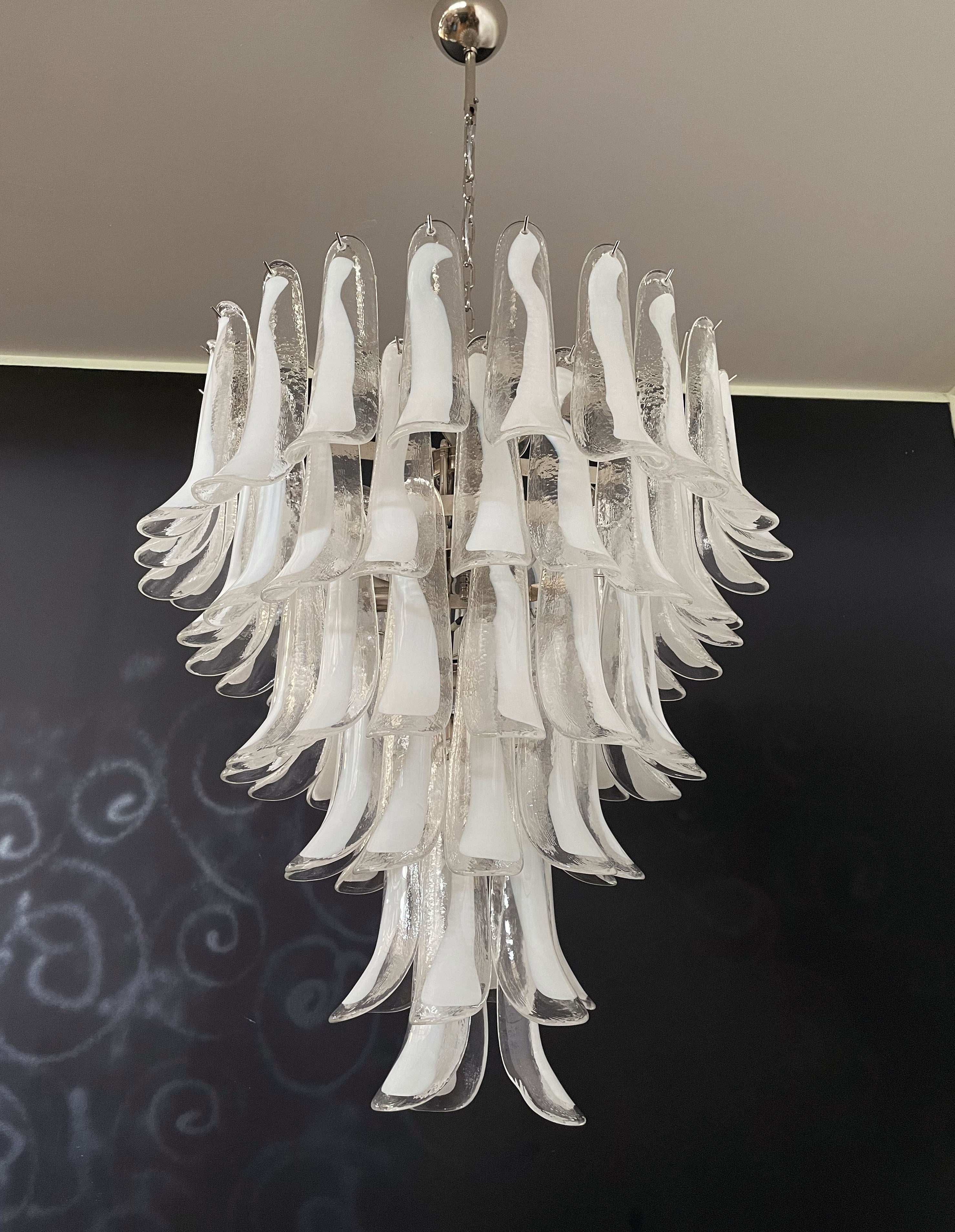 Murano Chandelier – 75 White Petal Glass – detail 3 – Murano Classics