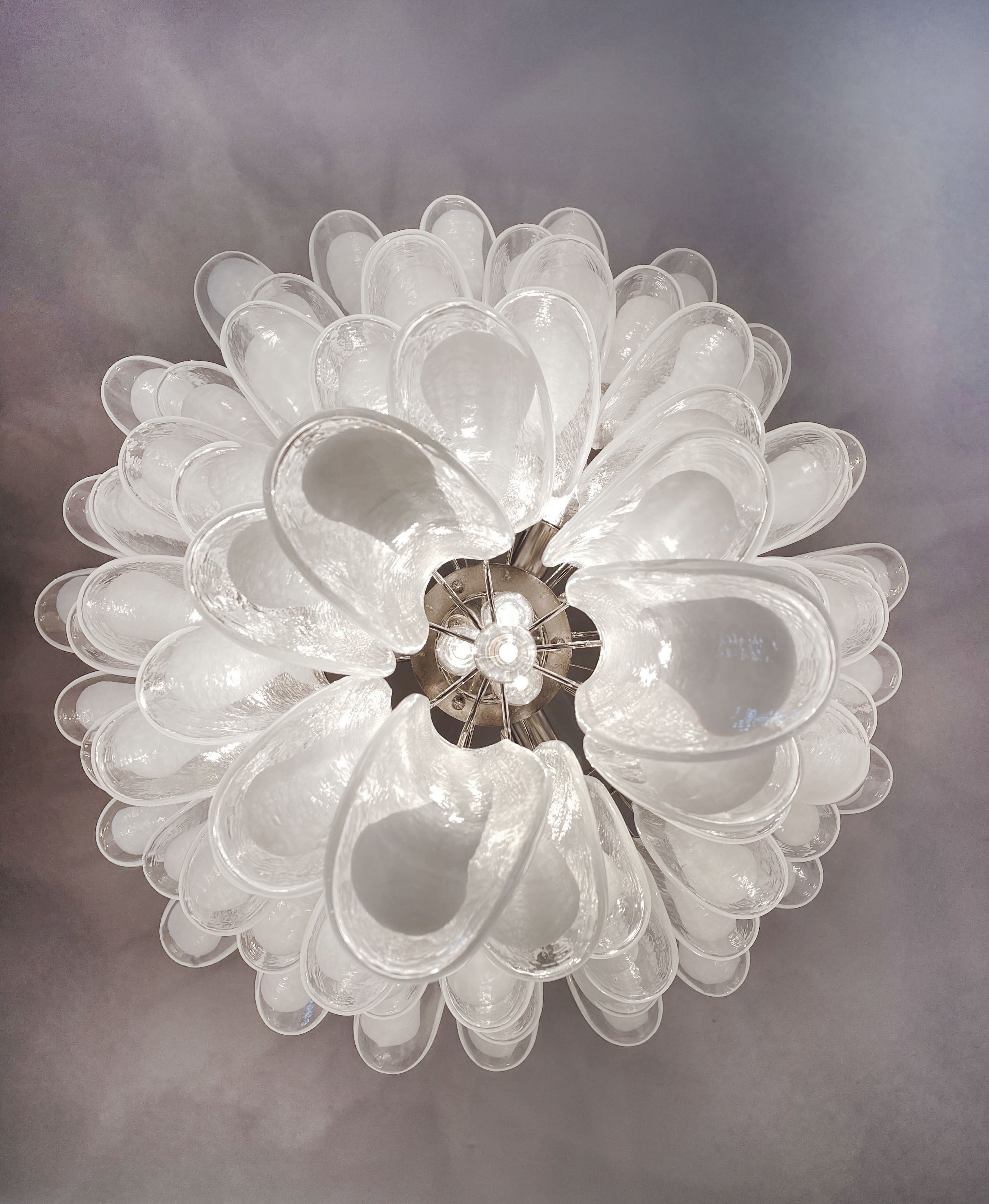 Murano Chandelier – 75 White Petal Glass – detail 6 – Murano Classics