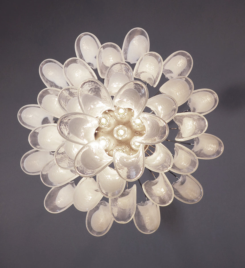 Murano Chandelier – 36 Clear Petal Glass – detail 7 – Murano Classics