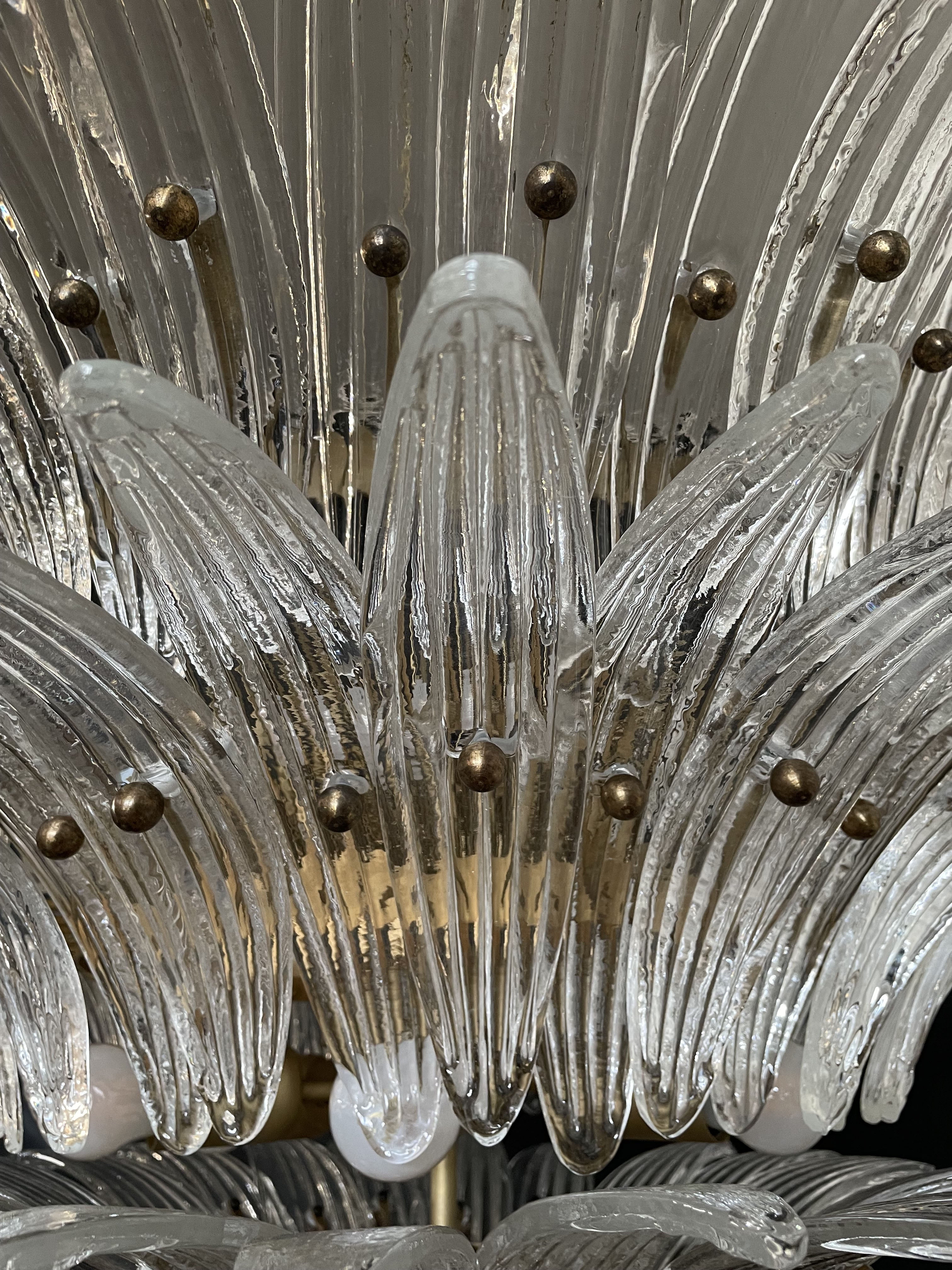 Murano Chandelier – 104 Clear Palmette Glass – detail 5 – Murano Classics