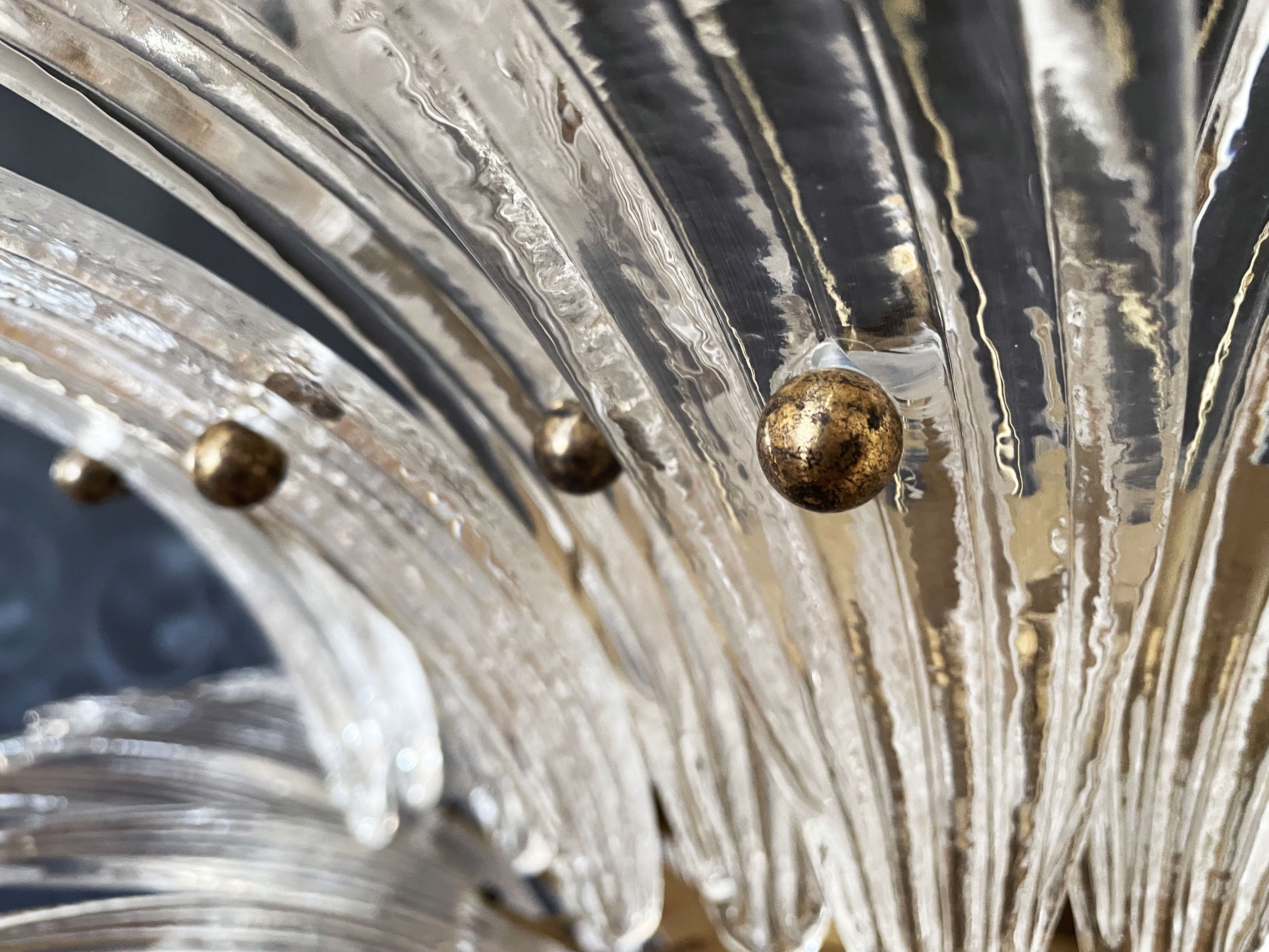 Murano Chandelier – 104 Clear Palmette Glass – detail 4 – Murano Classics