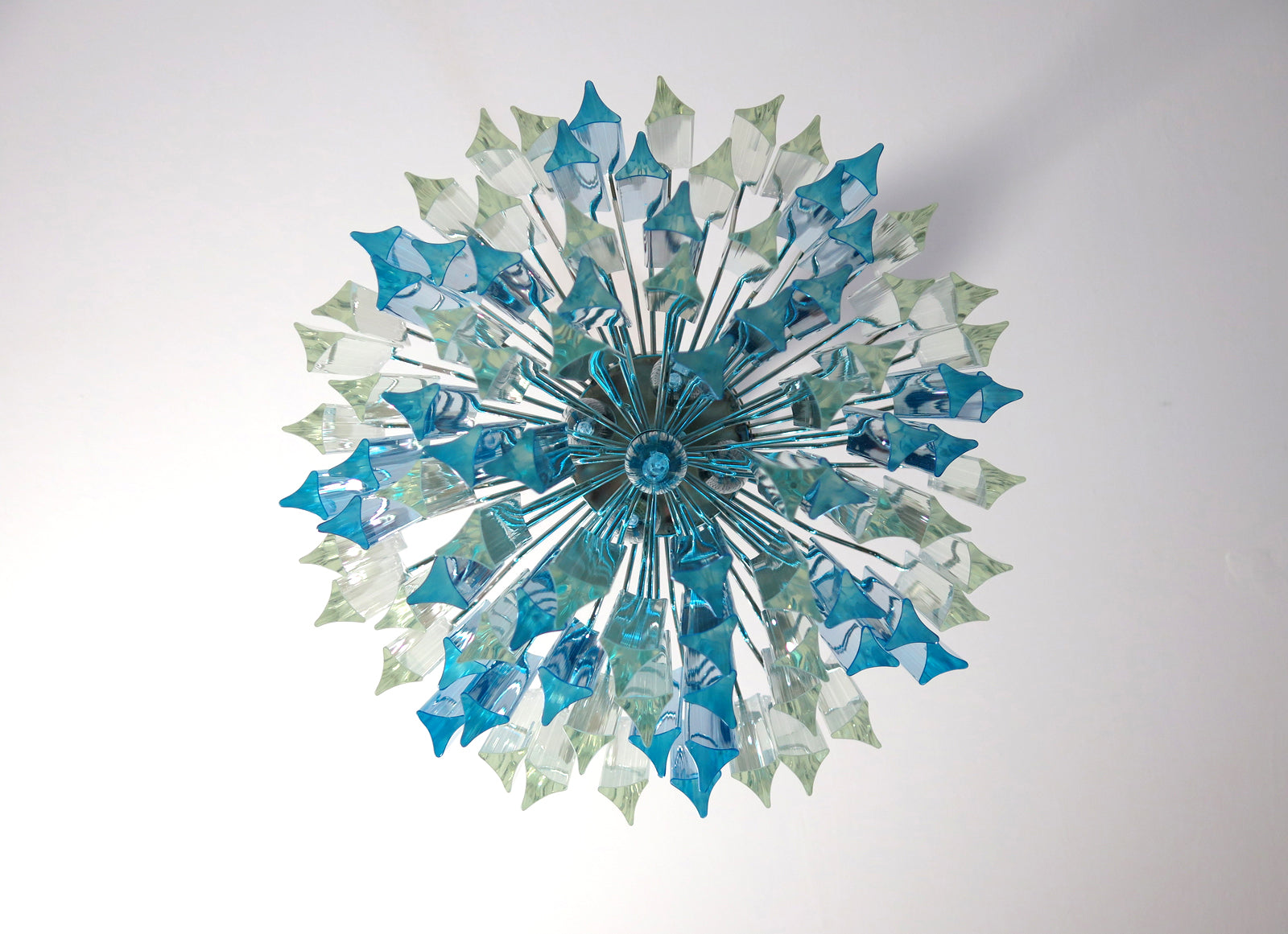 Murano Chandelier – 92 Clear and Blue Prism Glass – detail 1 – Murano Classics