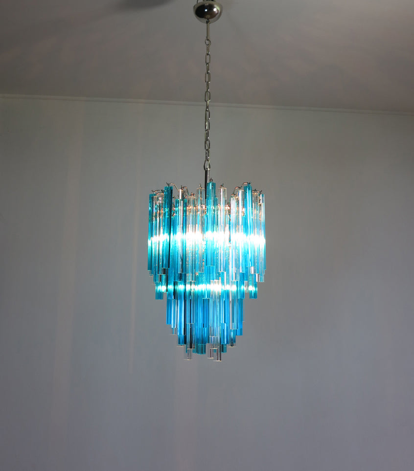 Lampadario Murano – 92 Vetri a Prismi Trasparenti e Blu – dettaglio 6 – Murano Classics
