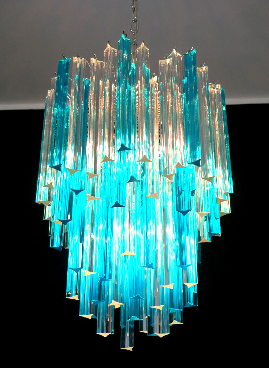 Lampadario Murano – 92 Vetri a Prismi Trasparenti e Blu – dettaglio 7 – Murano Classics