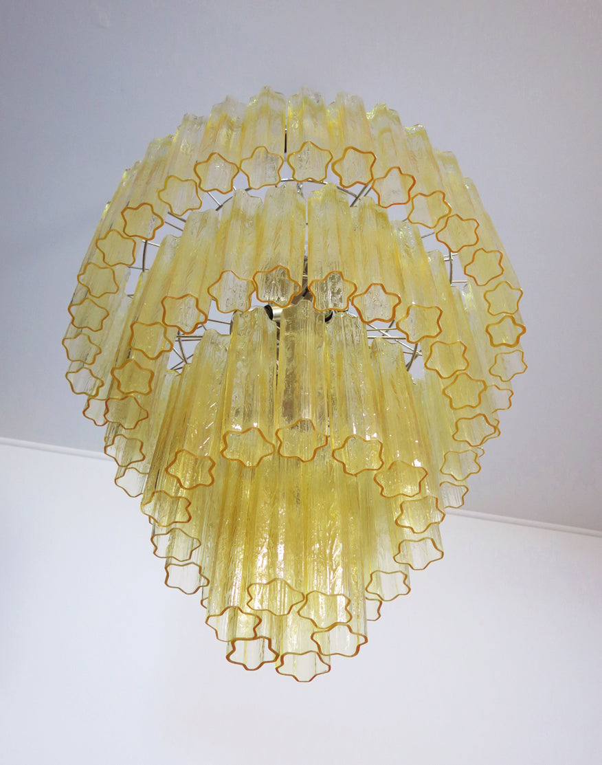 Murano Kroonluchter – 78 Gele Buisglaselementen – detail 3 – Murano Classics