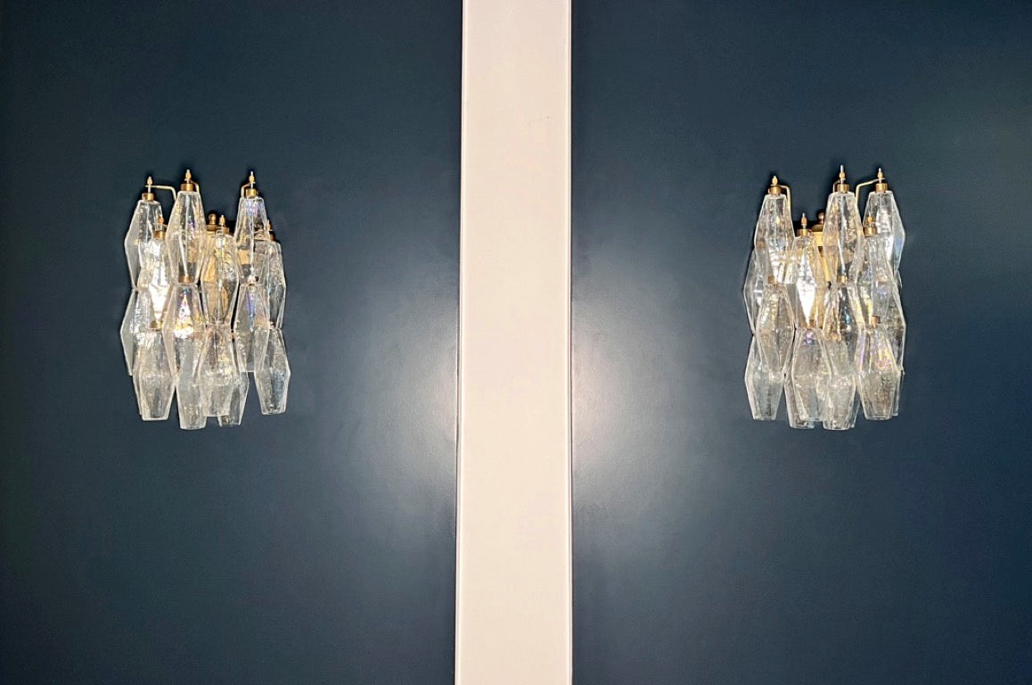 Murano Vegglampe | 16 Gull Iris Poliedriglass | 1 par