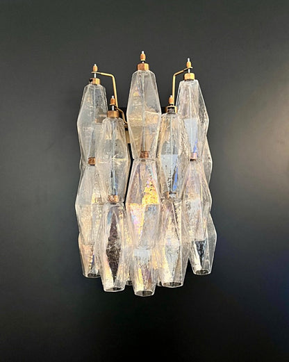 Murano Vegglampe | 16 Gull Iris Poliedriglass | 1 par