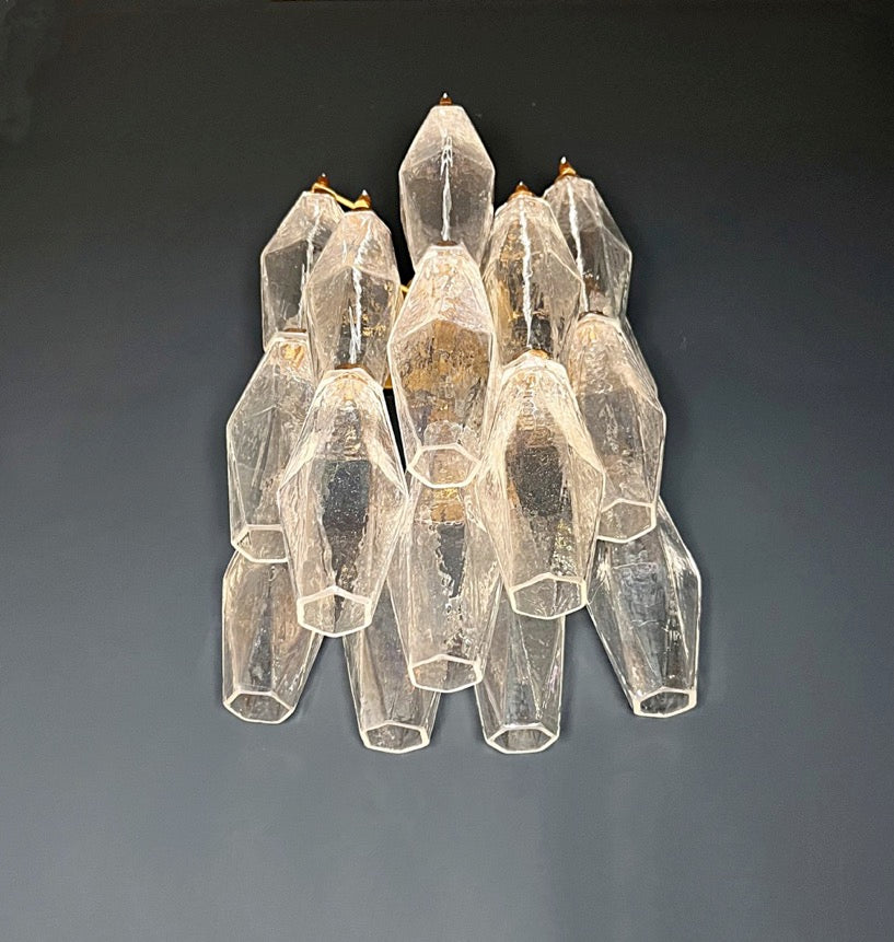 Murano Vegglampe | 16 Gull Iris Poliedriglass | 1 par