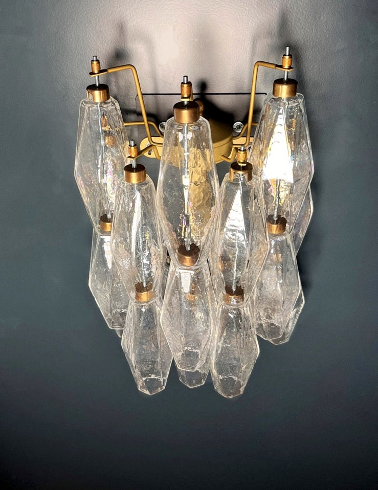 Murano Vegglampe | 16 Gull Iris Poliedriglass | 1 par