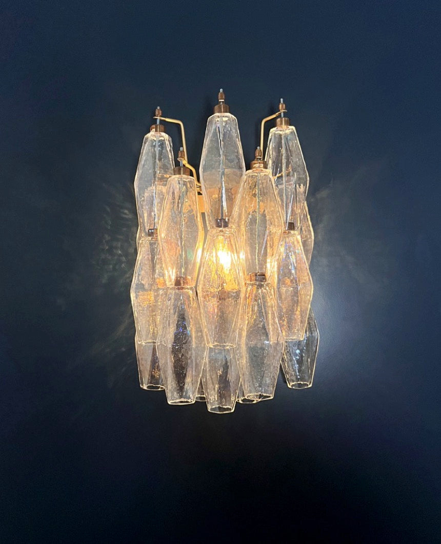 Murano Vegglampe | 16 Gull Iris Poliedriglass | 1 par