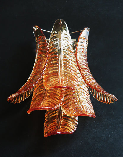 Murano Vegglampe | 6 Gule Felciglass | 1 par