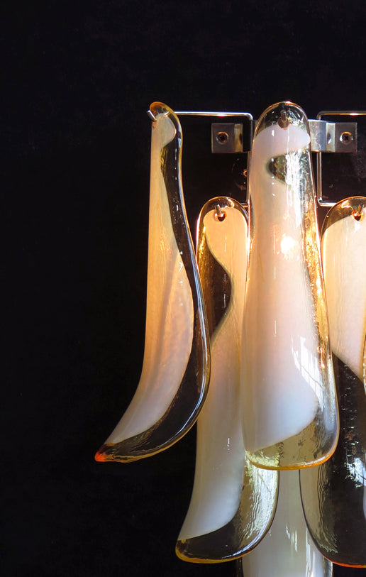 Murano Wandleuchte – 6 Karamel Blütenblattglas – 2er-Set – Detail 4 – Murano Classics