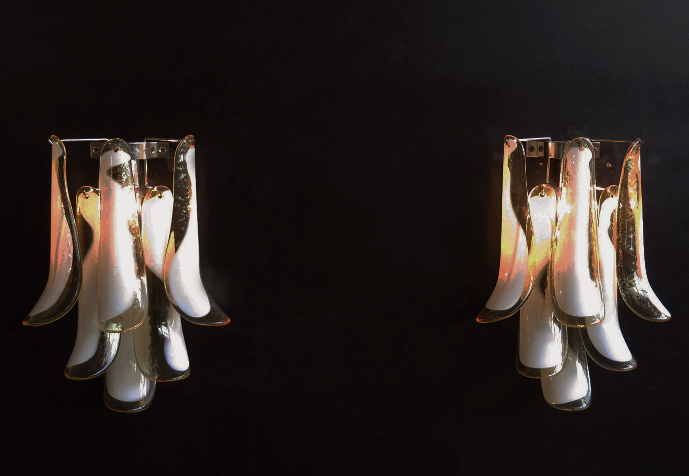 Murano Wandleuchte – 6 Karamel Blütenblattglas – 2er-Set – Detail 7 – Murano Classics