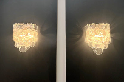 Murano Vegglampe | 10 Hvite Crostoliglass | 1 par