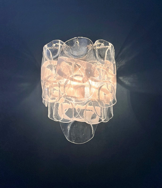 Murano Vegglampe | 10 Hvite Crostoliglass | 1 par