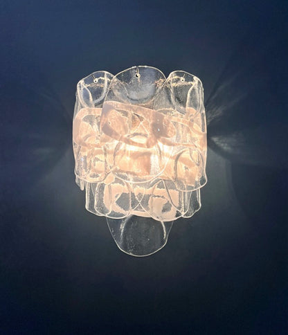 Murano Vegglampe | 10 Hvite Crostoliglass | 1 par