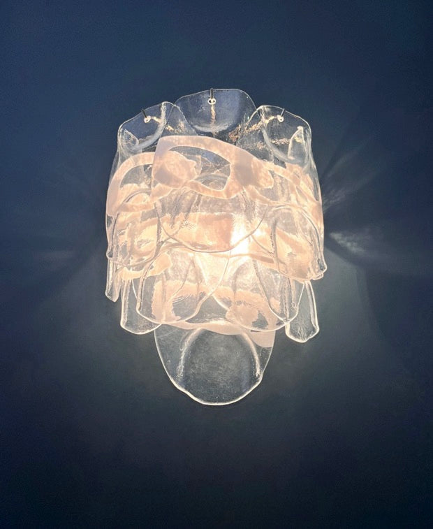 Murano Vegglampe | 10 Hvite Crostoliglass | 1 par