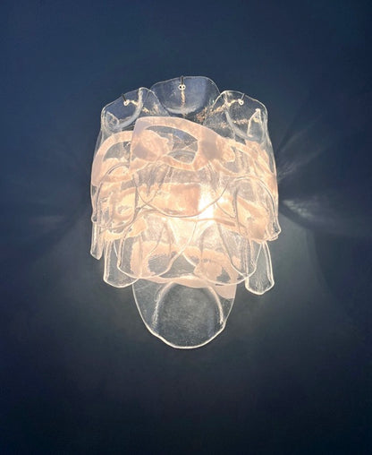 Murano Vegglampe | 10 Hvite Crostoliglass | 1 par