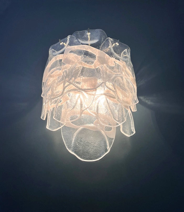 Murano Vegglampe | 10 Hvite Crostoliglass | 1 par